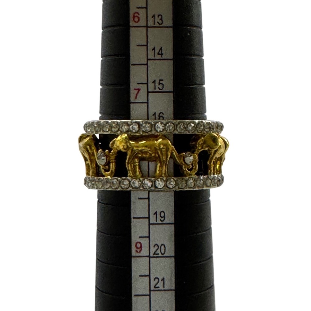 Jeulia Two Tone Elephant Rhinestone Eternity Band Statement Ring Size 8 Sterling - Picture 3 of 4